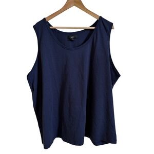 Elos Womens 3X Navy Blue‎ Cotton Sleeveless Tank Top Plus Size Summer